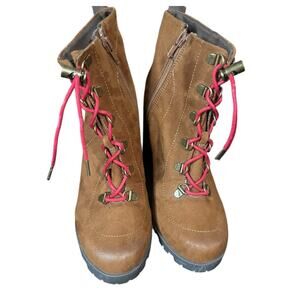 Qupid Faux Suede and Leather Combat Boots Size 8